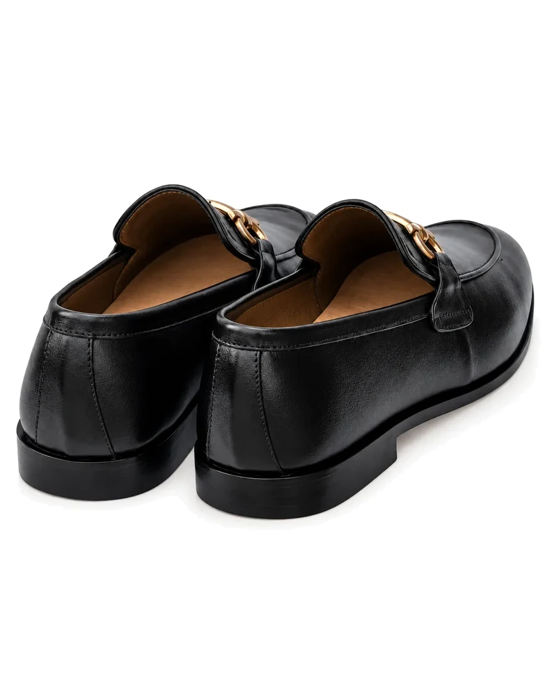 Men's Black Leather Gold Horsebit Loafers | Pelle Sole — alternate view