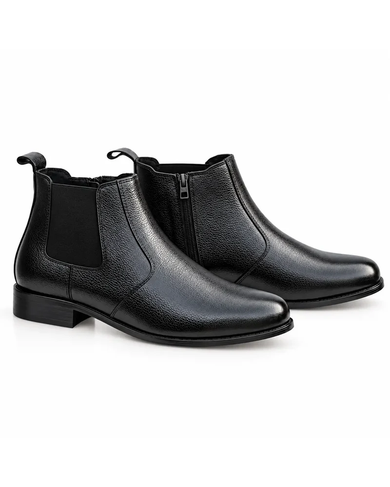 Men's Black Textured Chelsea Boots — alternate view