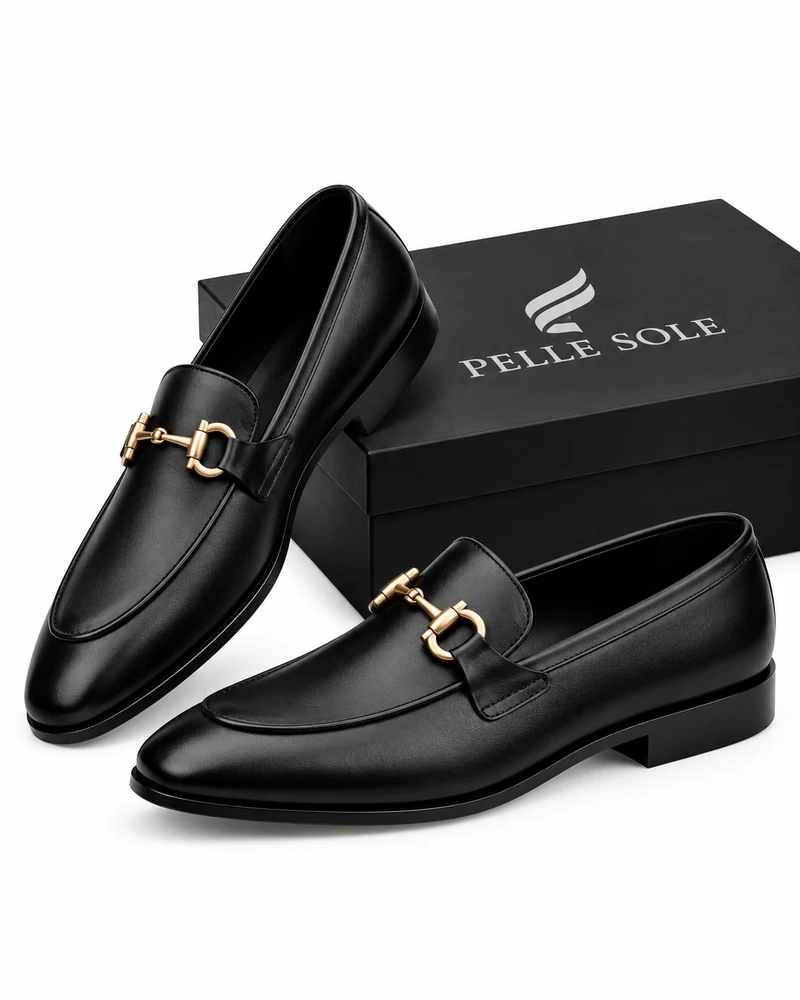 Men's Black Leather Horsebit Loafers | Pelle Sole — alternate view